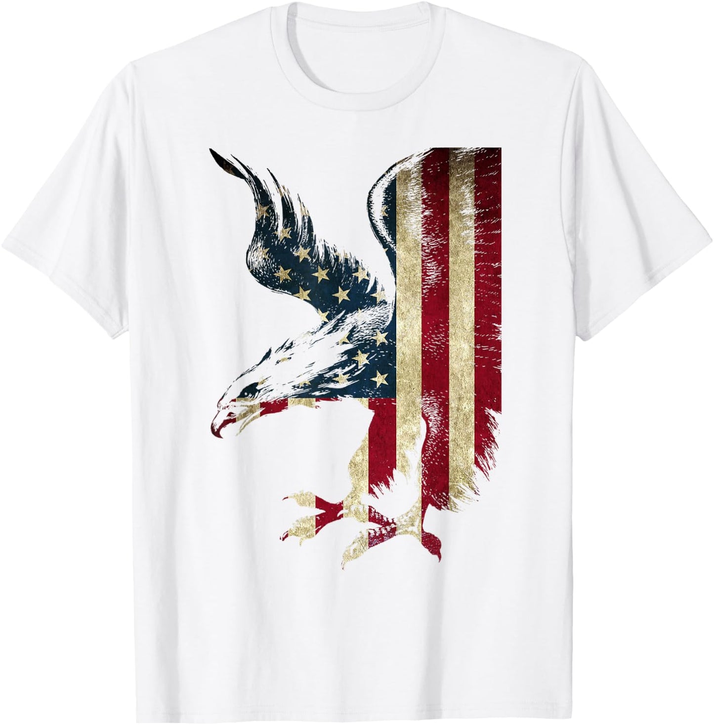American Patriot Freedom Eagle USA Flag Airborne Design T-Shirt - T-Shirt | White
