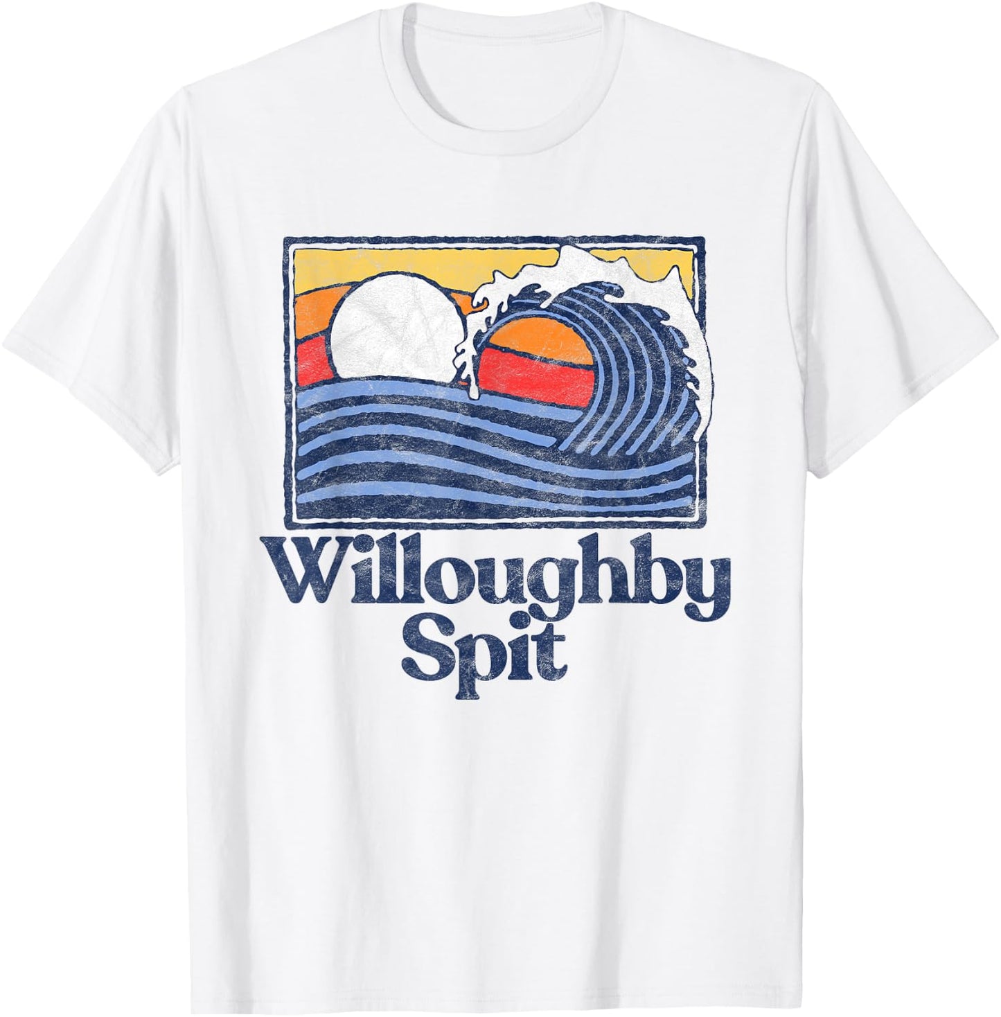 Willoughby Spit Retro Surfer Vintage Beach & Wave Men Women Girls Kids T-Shirt - T-Shirt | White