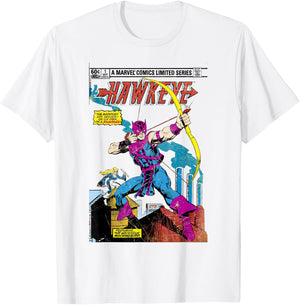 Marvel Hawkeye Classic Retro Comic Book Art Graphic T-Shirt - T-Shirt | White