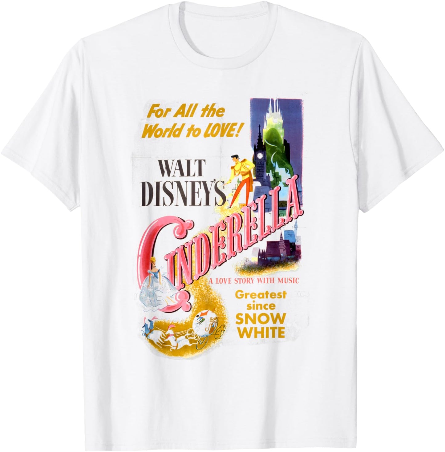 Disney Cinderella Vintage Movie Box Art Poster Small T-Shirt - T-Shirt | White