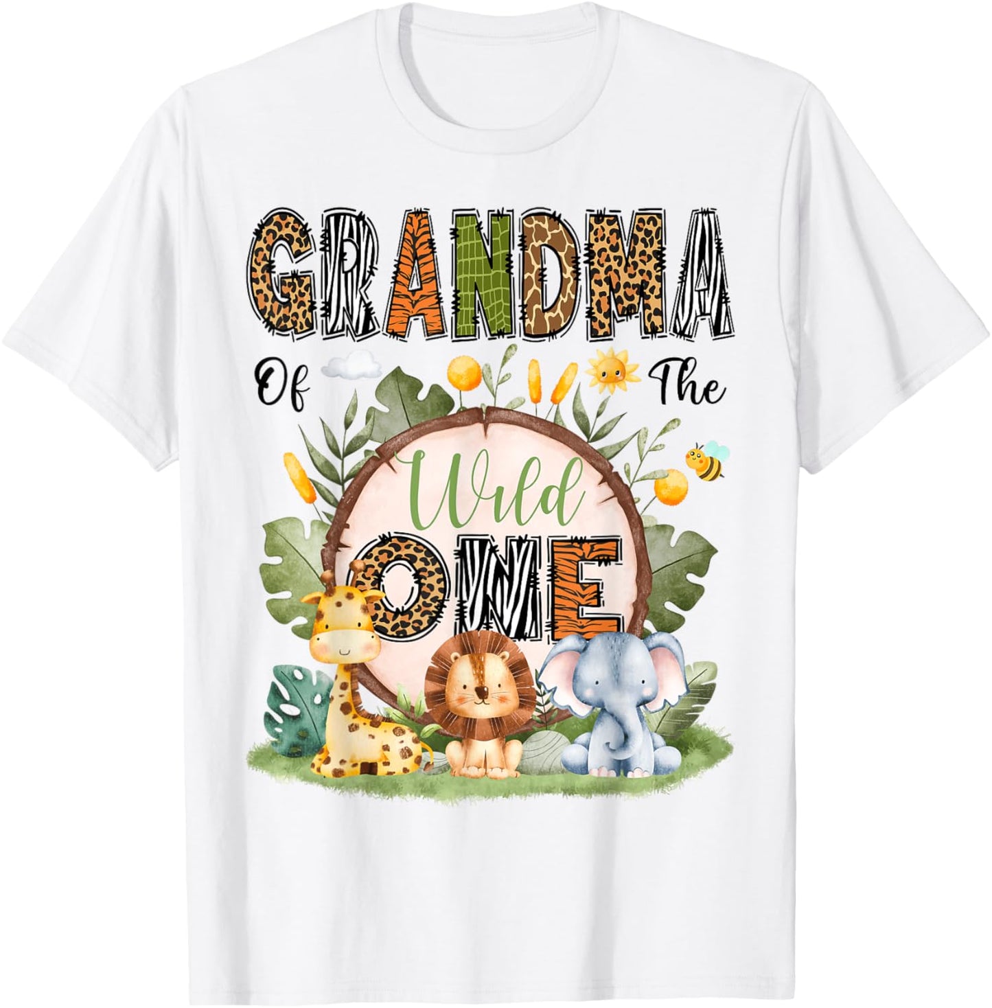 Grandma Of The Wild One 1St Birthday Boy Safari Jungle T-Shirt - T-Shirt | White