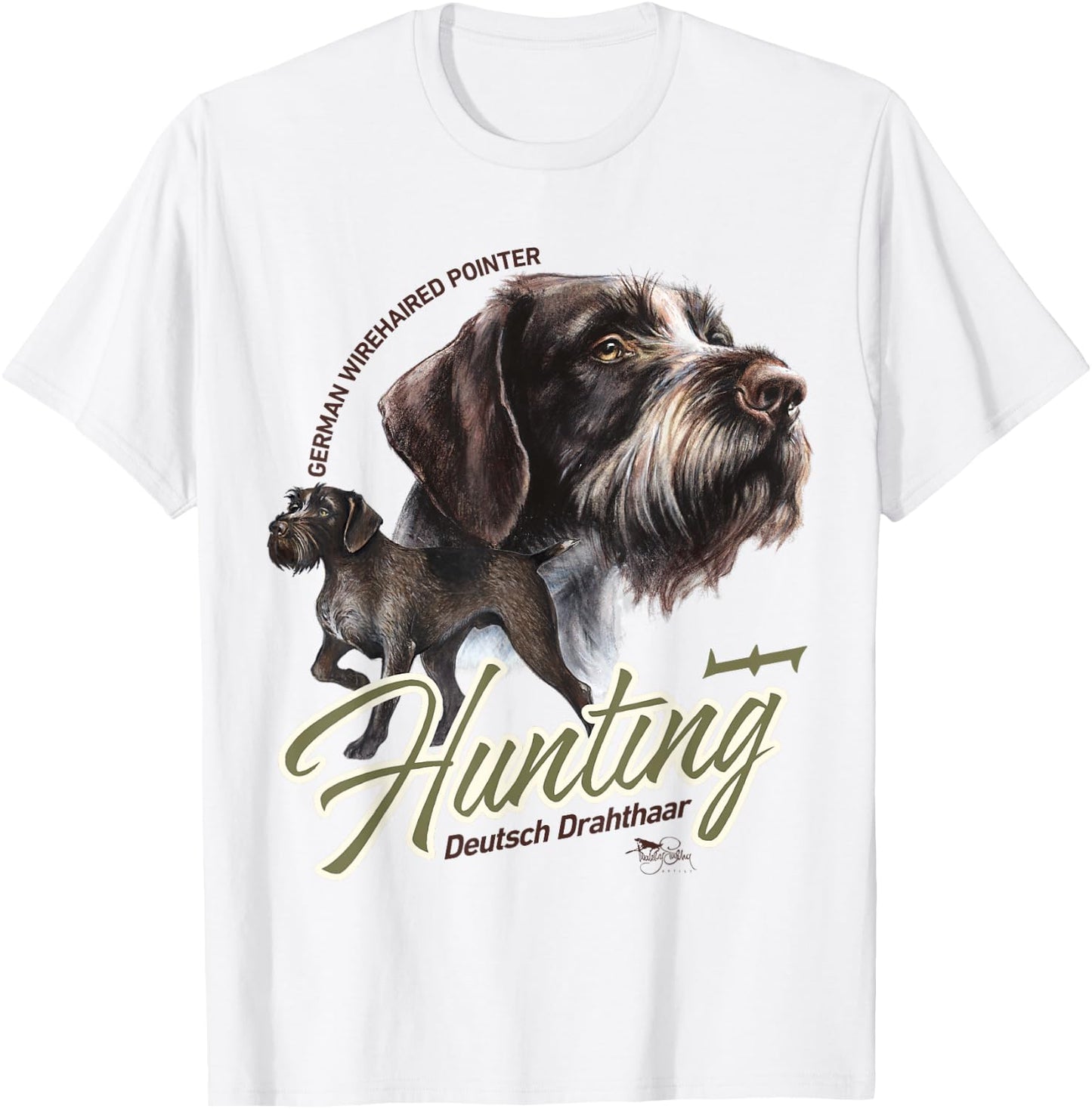 German Wirehaired Pointer Hunting Dog GWP T-Shirt - T-Shirt | White