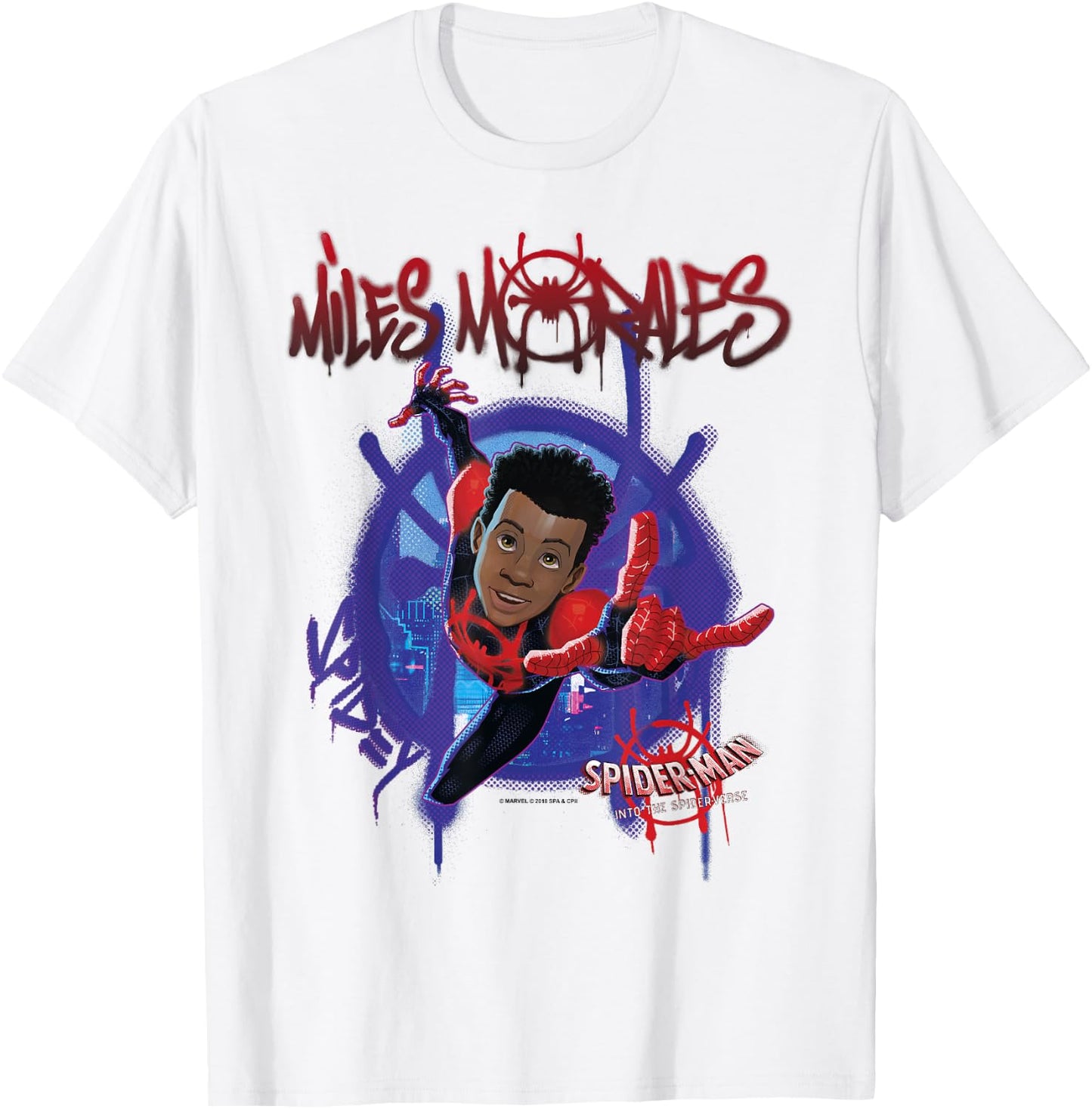 Marvel Spider-Man Spiderverse Miles Morales Splat T-Shirt - T-Shirt | White