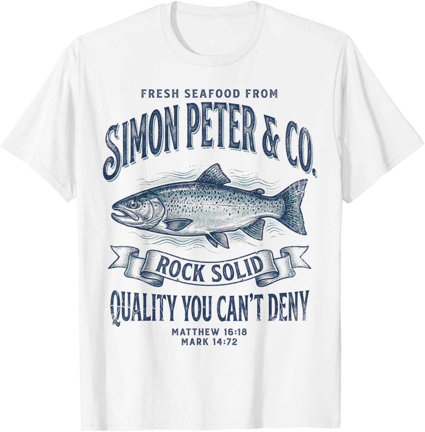 Simon Peter Seafood Funny Christian Fishing T-Shirt - T-Shirt | White