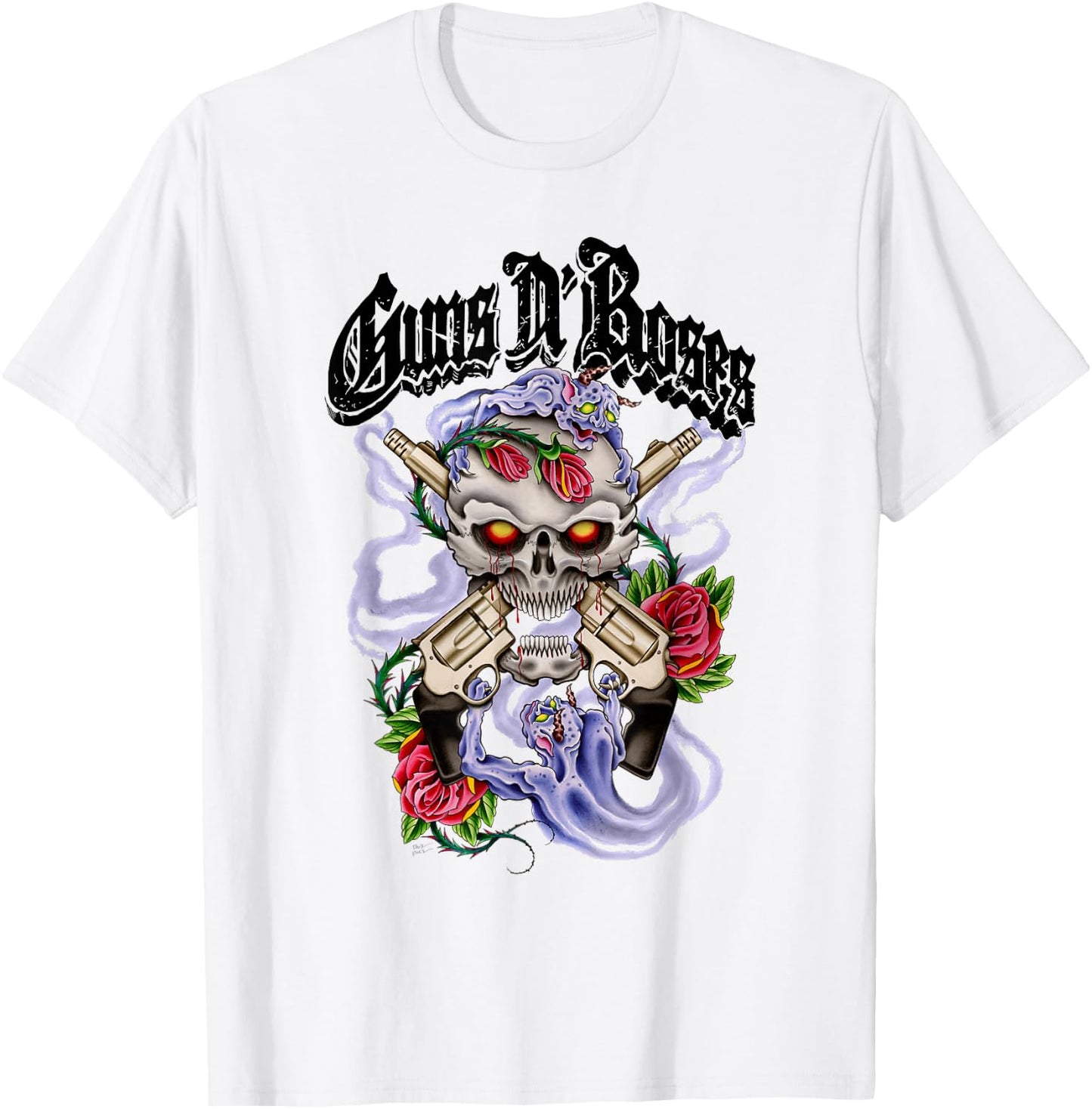Guns N' Roses Official Guns N' Demons Purple Smoke T-Shirt - T-Shirt | White