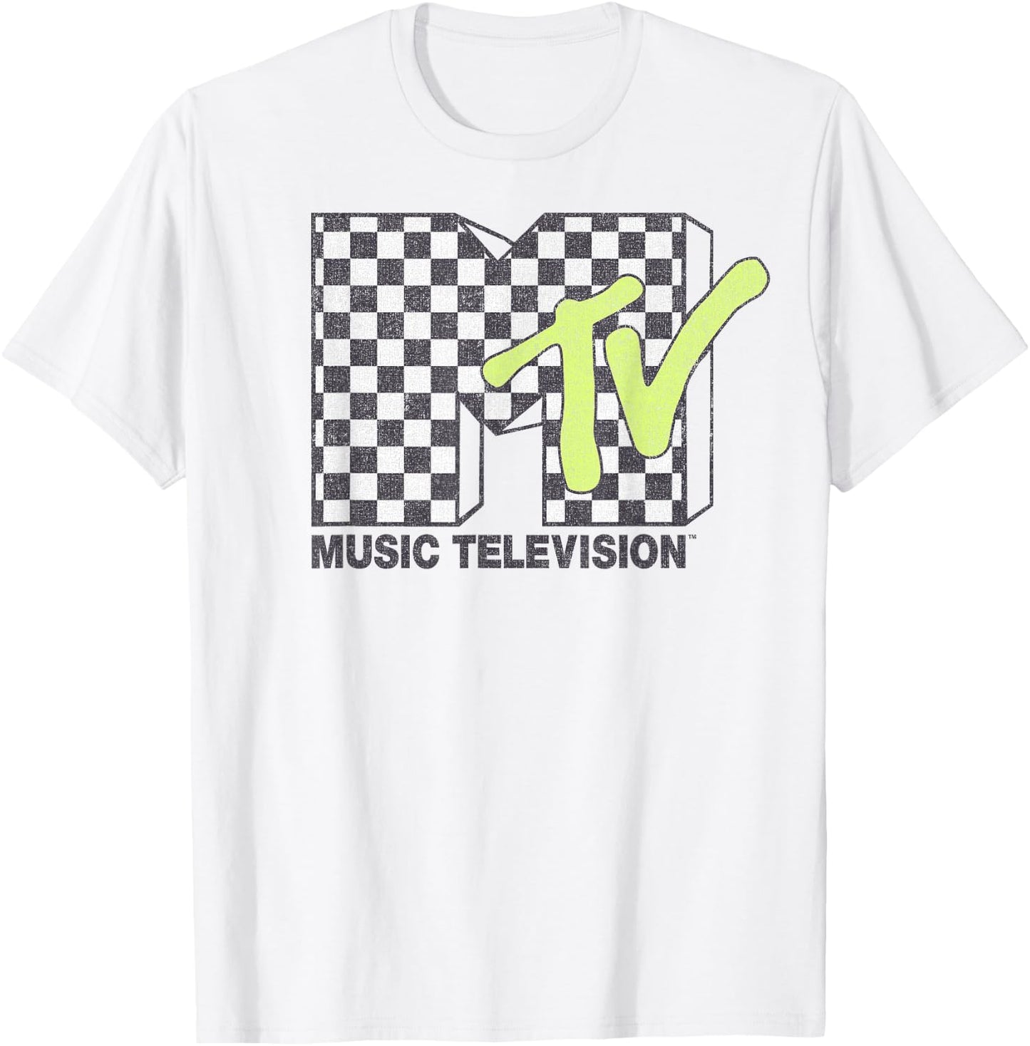 MTV Music Television Checkerboard Logo Fill Small T-Shirt - T-Shirt | White
