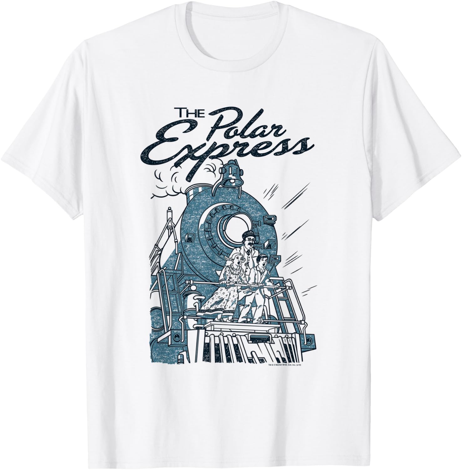 Warner Bros. Polar Express Rail Riders -Adults, Kids Silver Cartoon , Small, , Short Sleeve T-Shirt - T-Shirt | White