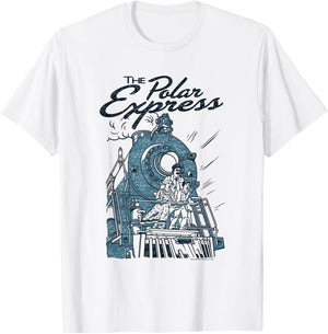 Warner Bros. Polar Express Rail Riders -Adults, Kids Silver Cartoon , Small, , Short Sleeve T-Shirt - T-Shirt | White