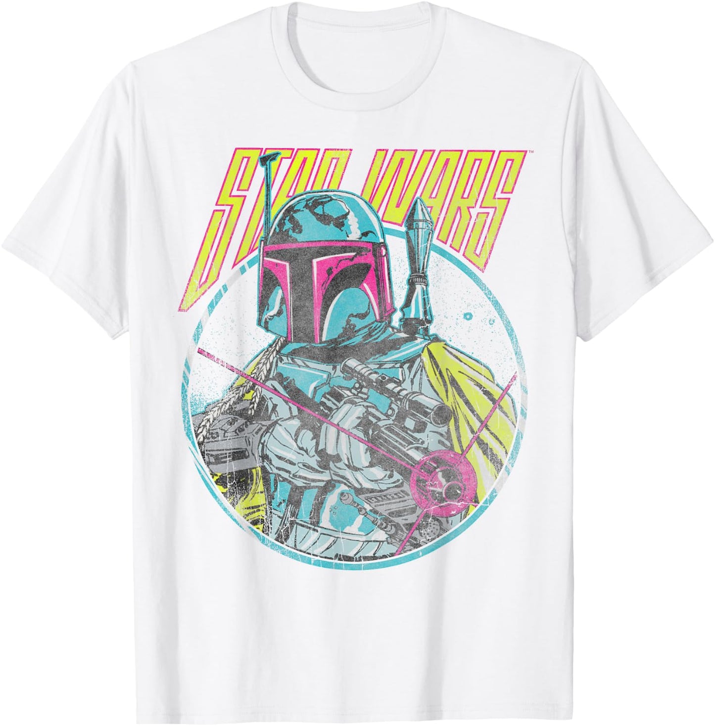 Star Wars Boba Fett Neon Blaster Vintage Graphic C2 T-Shirt - T-Shirt | White