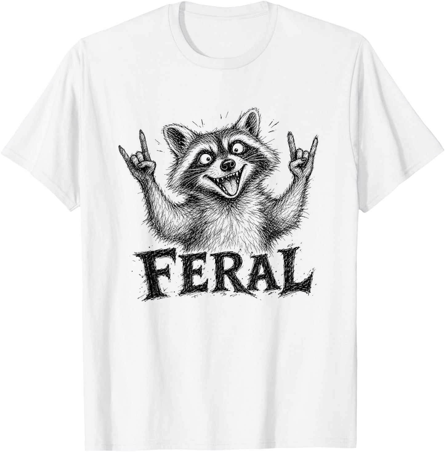 Funny Feral Raccoon Meme Trash Panda Men Women Toddlers Kids T-Shirt - T-Shirt | White