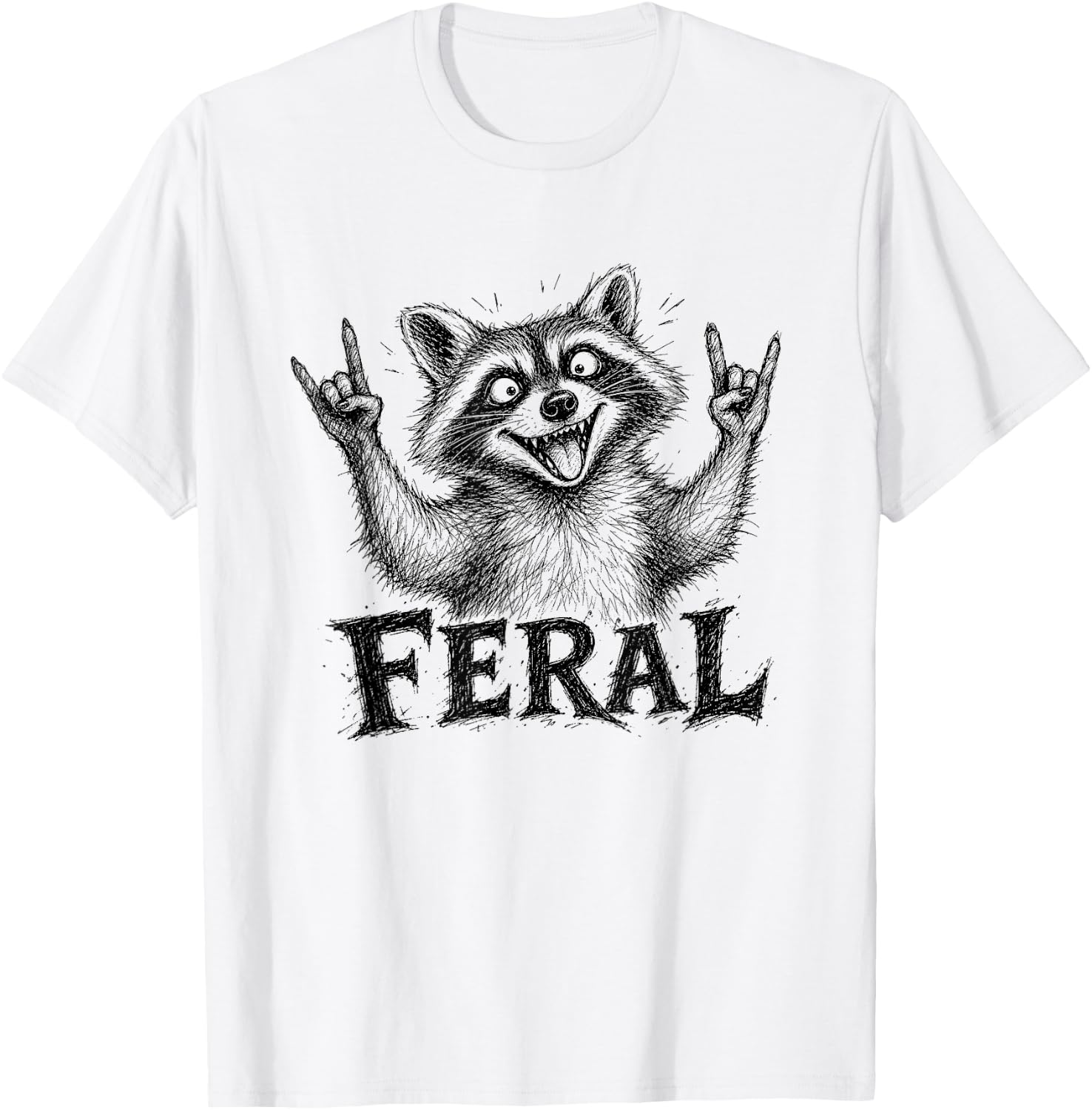 Funny Feral Raccoon Meme Trash Panda Men Women Toddlers Kids T-Shirt - T-Shirt | White