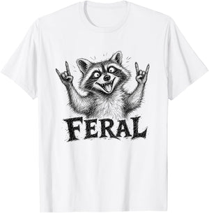 Funny Feral Raccoon Meme Trash Panda Men Women Toddlers Kids T-Shirt - T-Shirt | White