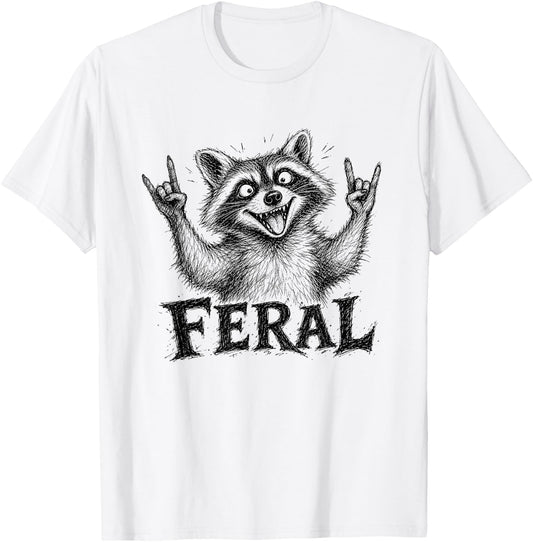 Funny Feral Raccoon Meme Trash Panda Men Women Toddlers Kids T-Shirt - T-Shirt | White