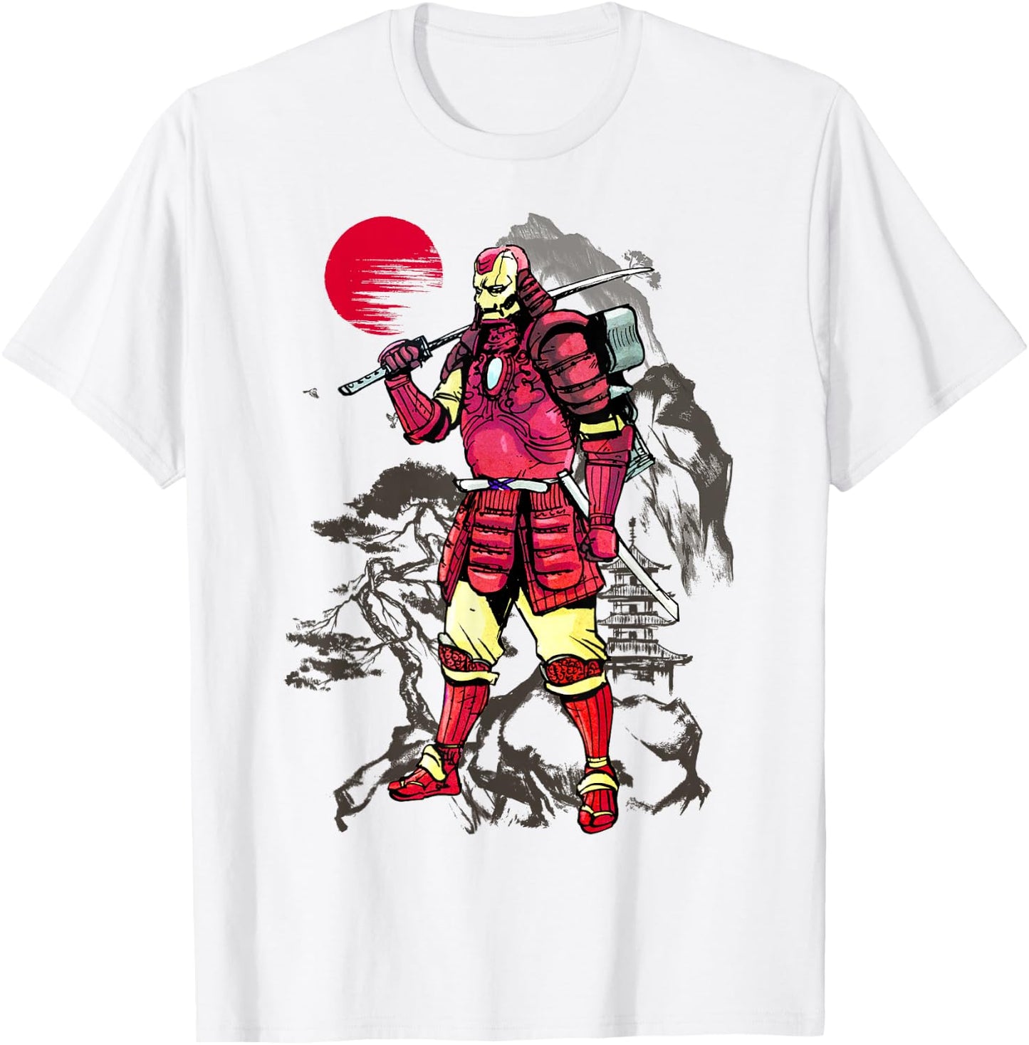 Marvel Iron Man Samurai Mountain Sunset Graphic T-Shirt - T-Shirt | White