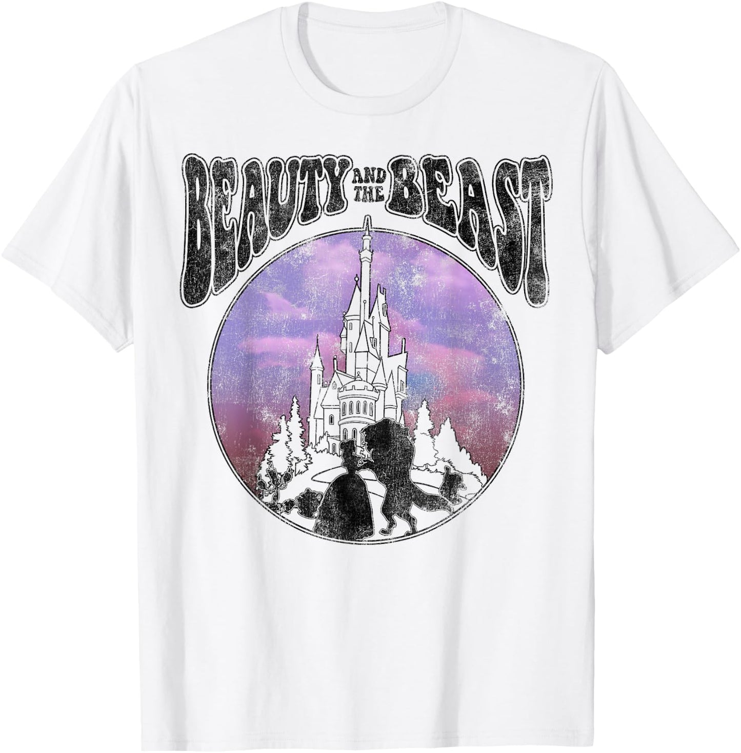 Disney Beauty and the Beast Watercolor Palace Silhouettes T-Shirt - T-Shirt | White