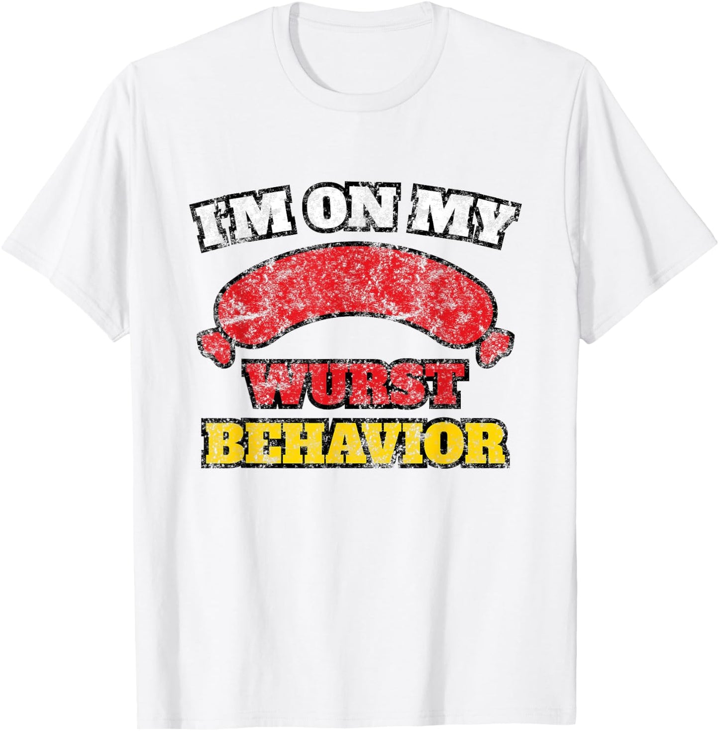 Vintage Oktoberfest I'm On My Wurst Behavior Fun Gift T-Shirt - T-Shirt | White