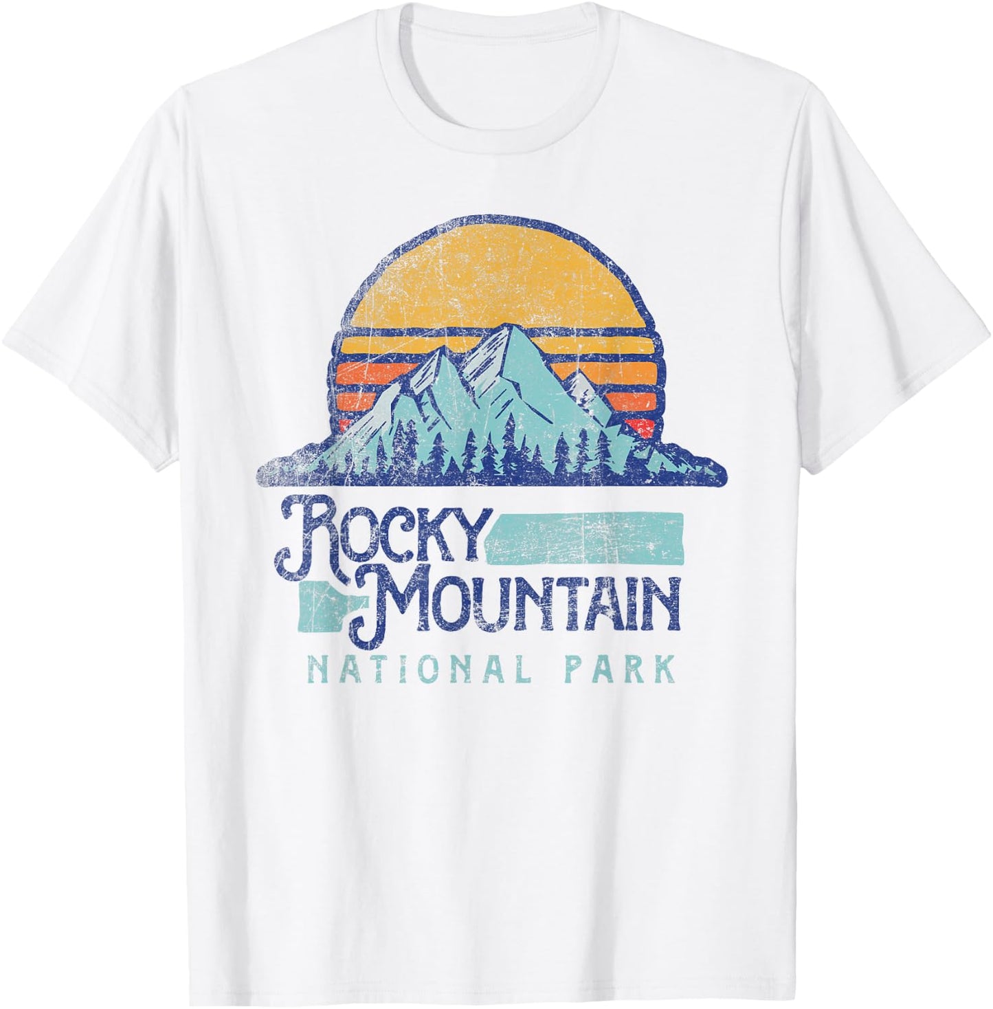 Vintage Rocky Mountain National Park Retro T-Shirt - T-Shirt | White
