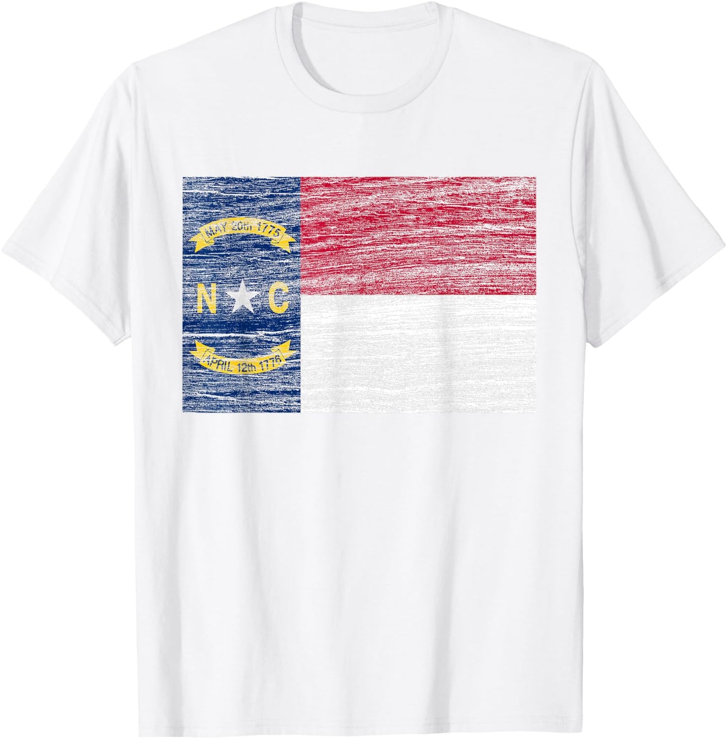 North Carolina State Flag Vintage Distressed NC T-Shirt - T-Shirt | White