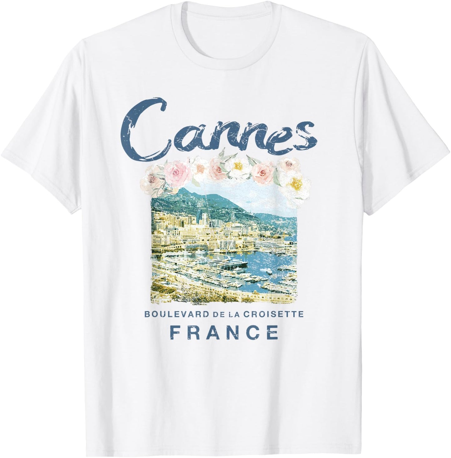 France Cannes French Riviera Vintage Travel T Shirt T-Shirt - T-Shirt | White