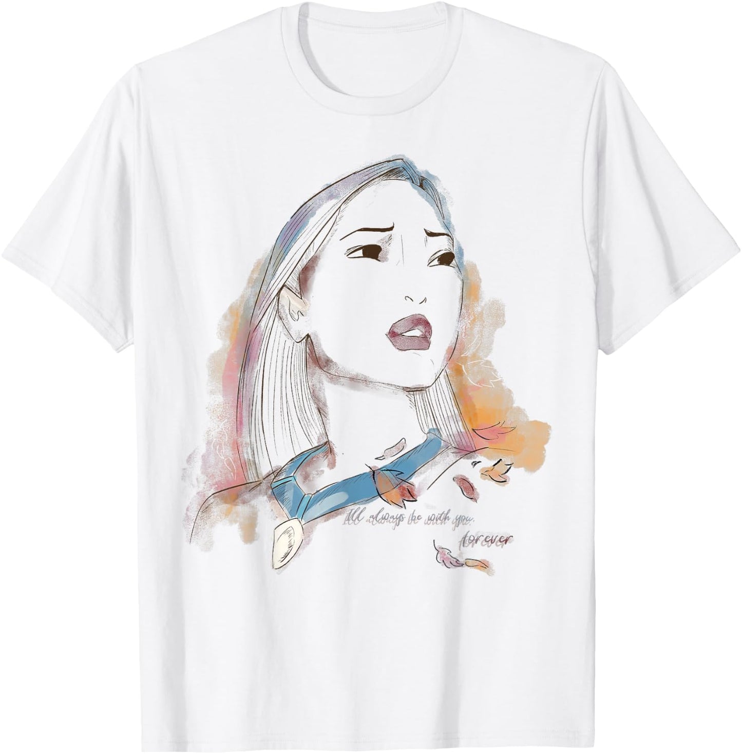Disney Pocahontas Watercolor Portrait Quote Graphic T-Shirt - T-Shirt | White