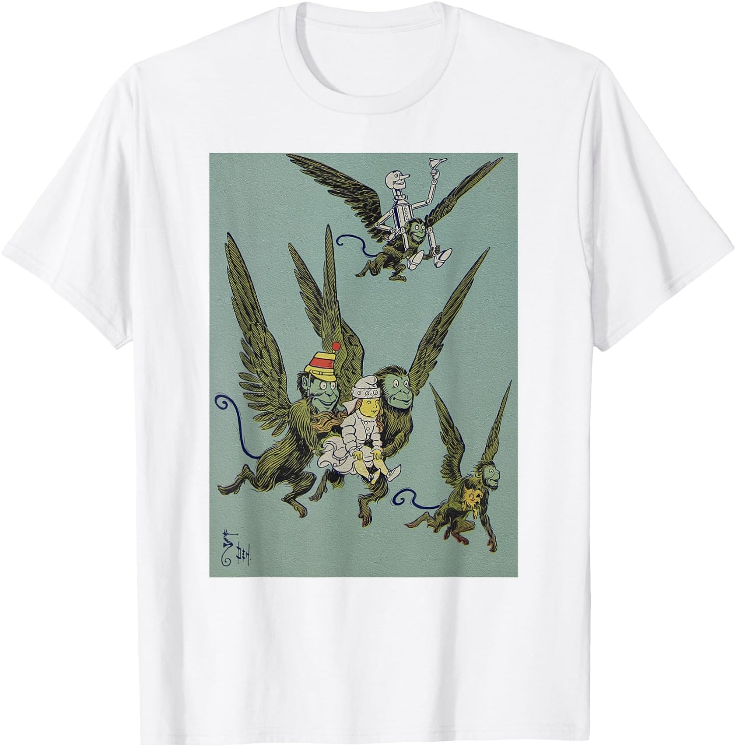 Retro OZ Winged Flying Monkey -Dorothy Toto Tin Man T-Shirt - T-Shirt | White