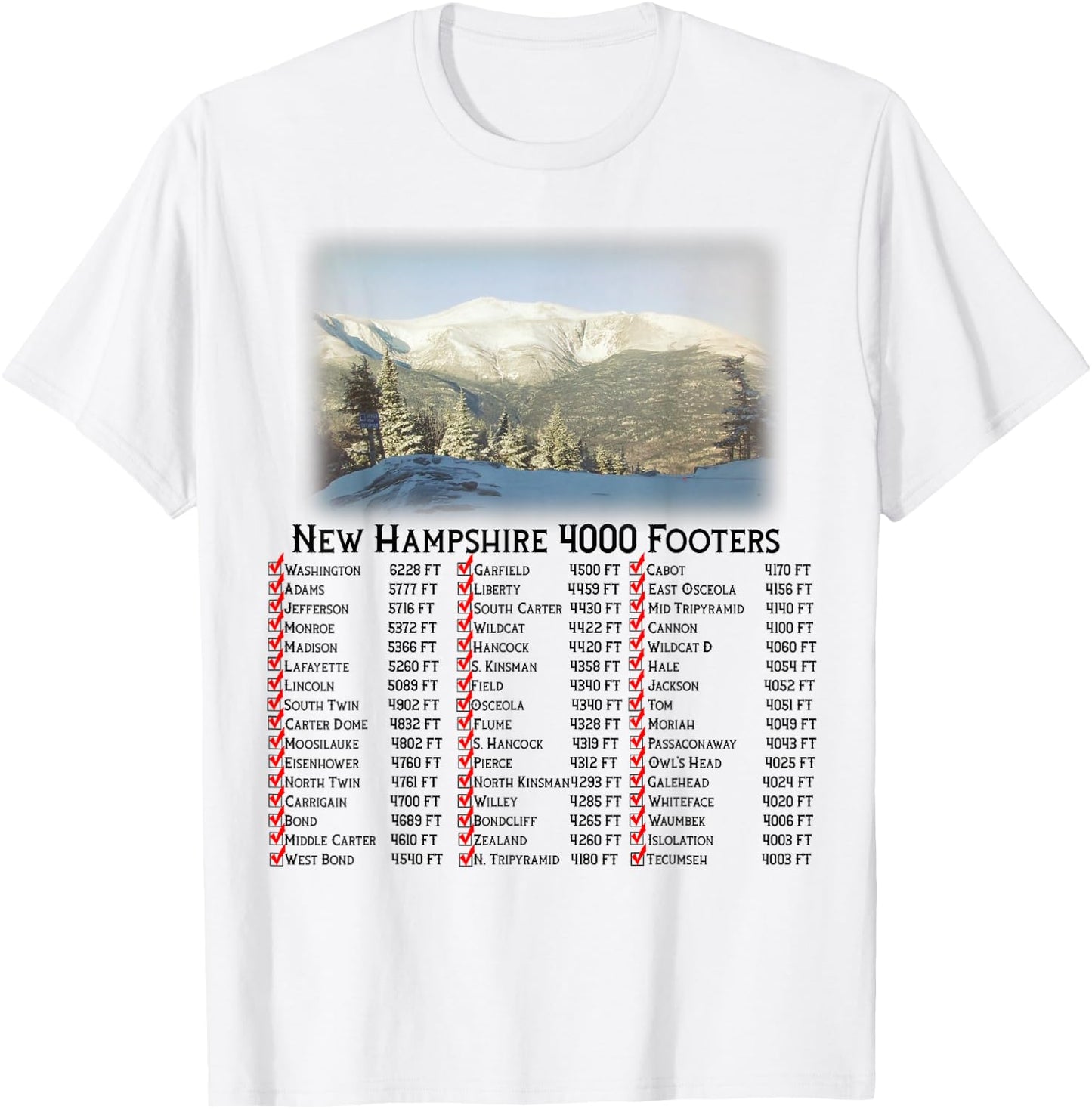 New Hampshire 4000 Footers T-Shirt - T-Shirt | White