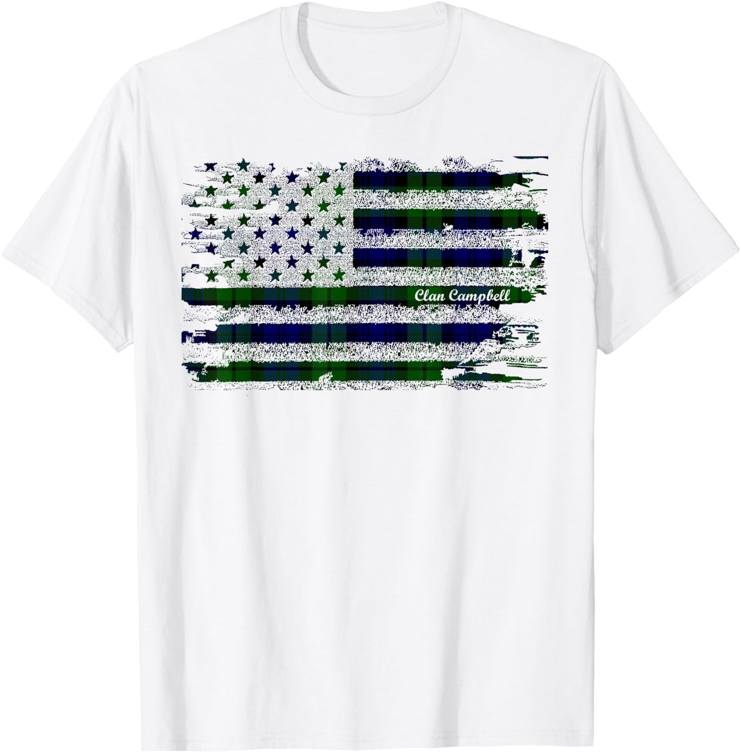Campbell American Flag Scottish Clan T-Shirt - T-Shirt | White
