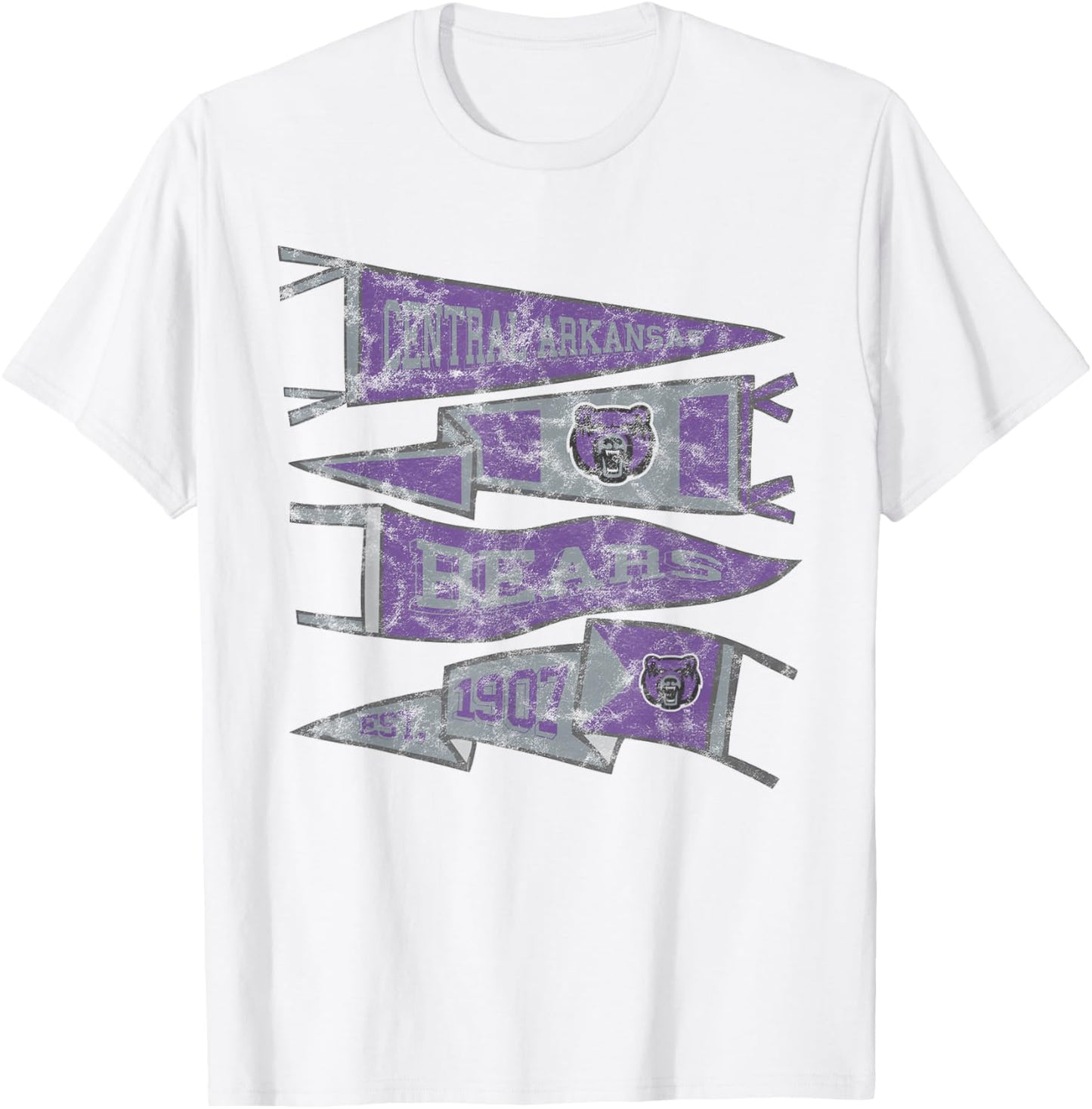 University of Central Arkansas Bears Distressed Pennants T-Shirt - T-Shirt | White