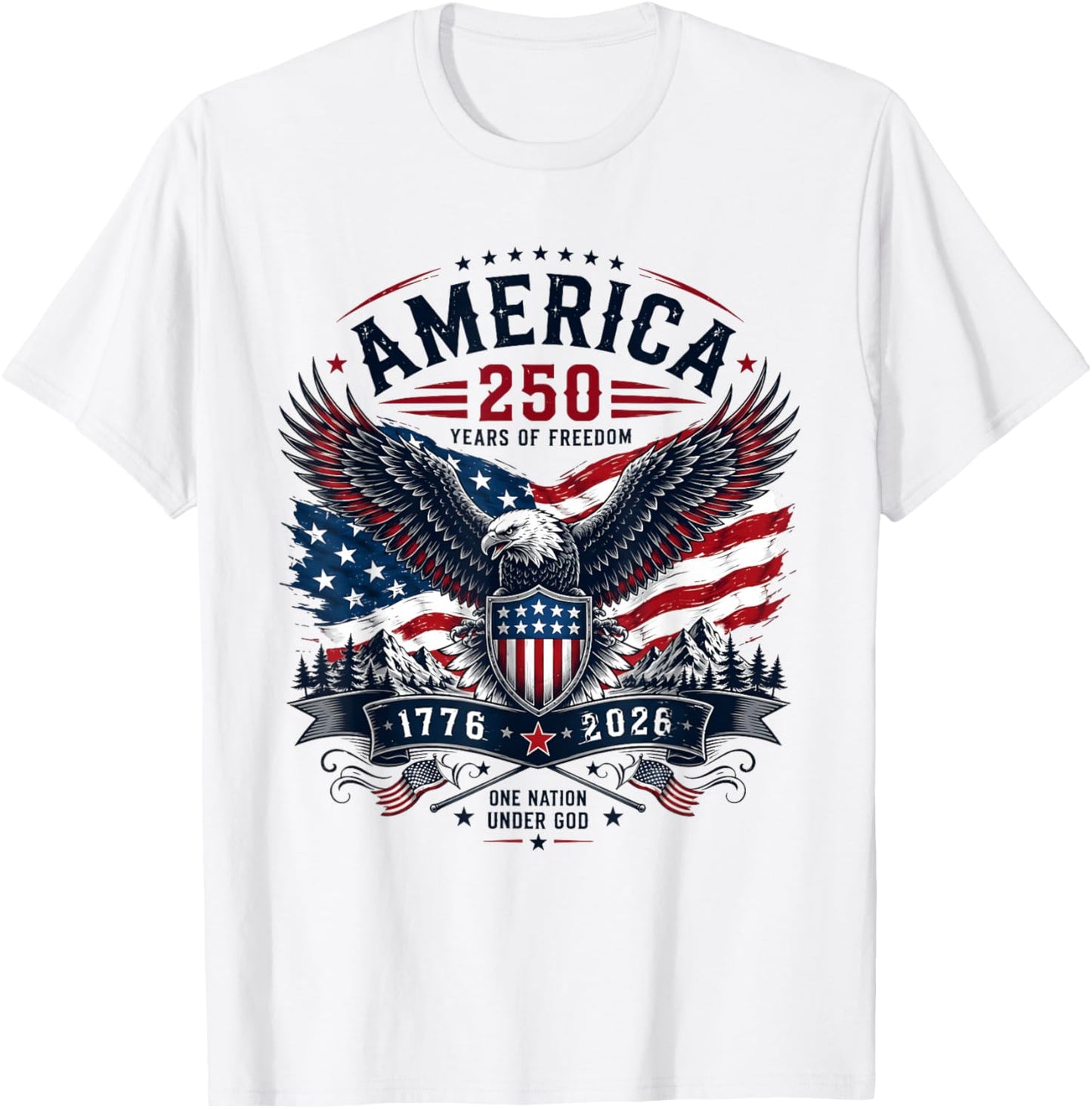 One Nation Under God 250 Years 250th Anniversary USA Men T-Shirt - T-Shirt | White