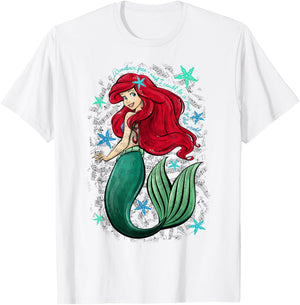 Disney The Little Mermaid Ariel's Song Music Notes Small T-Shirt - T-Shirt | White