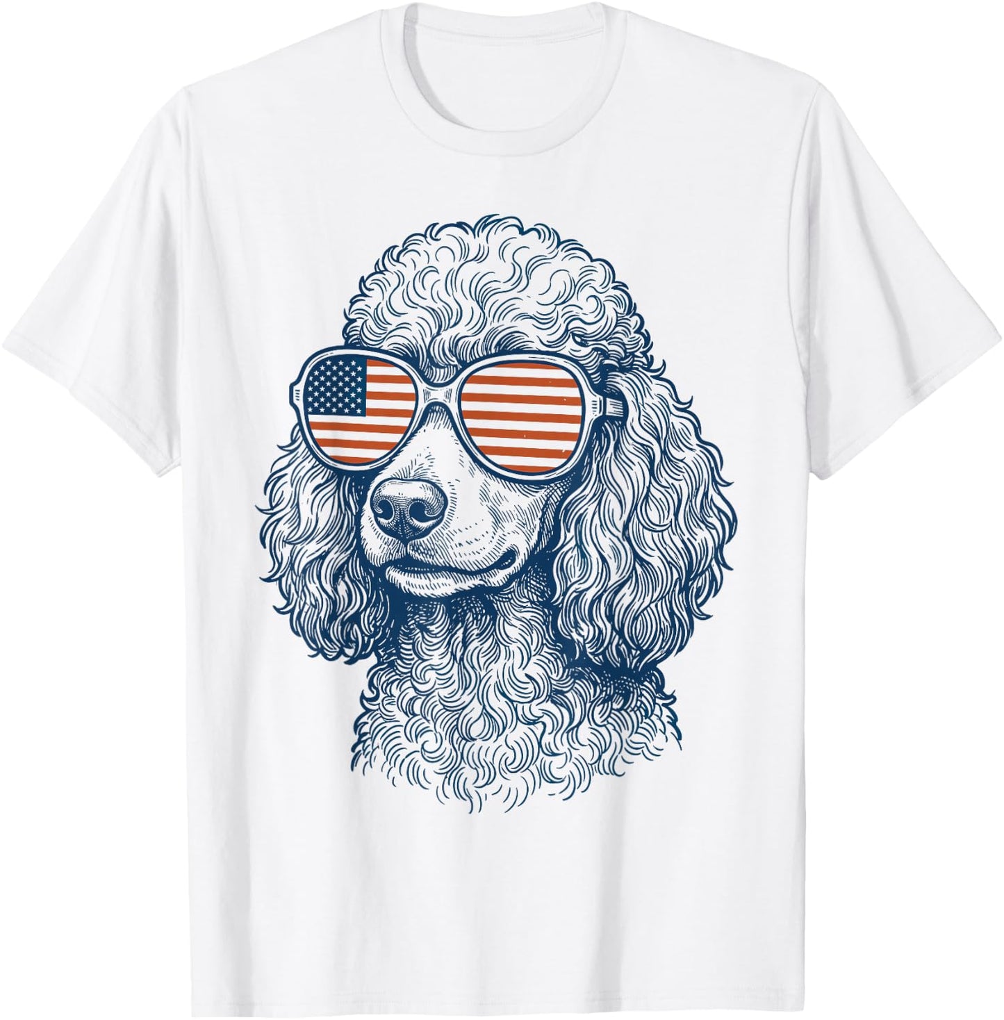 Patriotic Poodle Dog Mom Dad 4th of July Vintage Men Women T-Shirt - T-Shirt | White