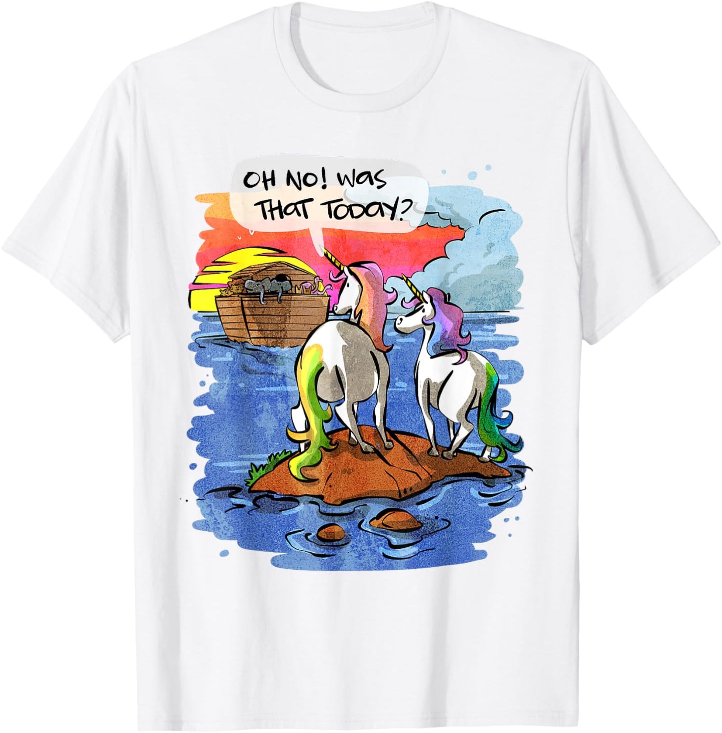 Noah Guy Unicorn Noahs Ark Design For Girls And Adults T-Shirt - T-Shirt | White