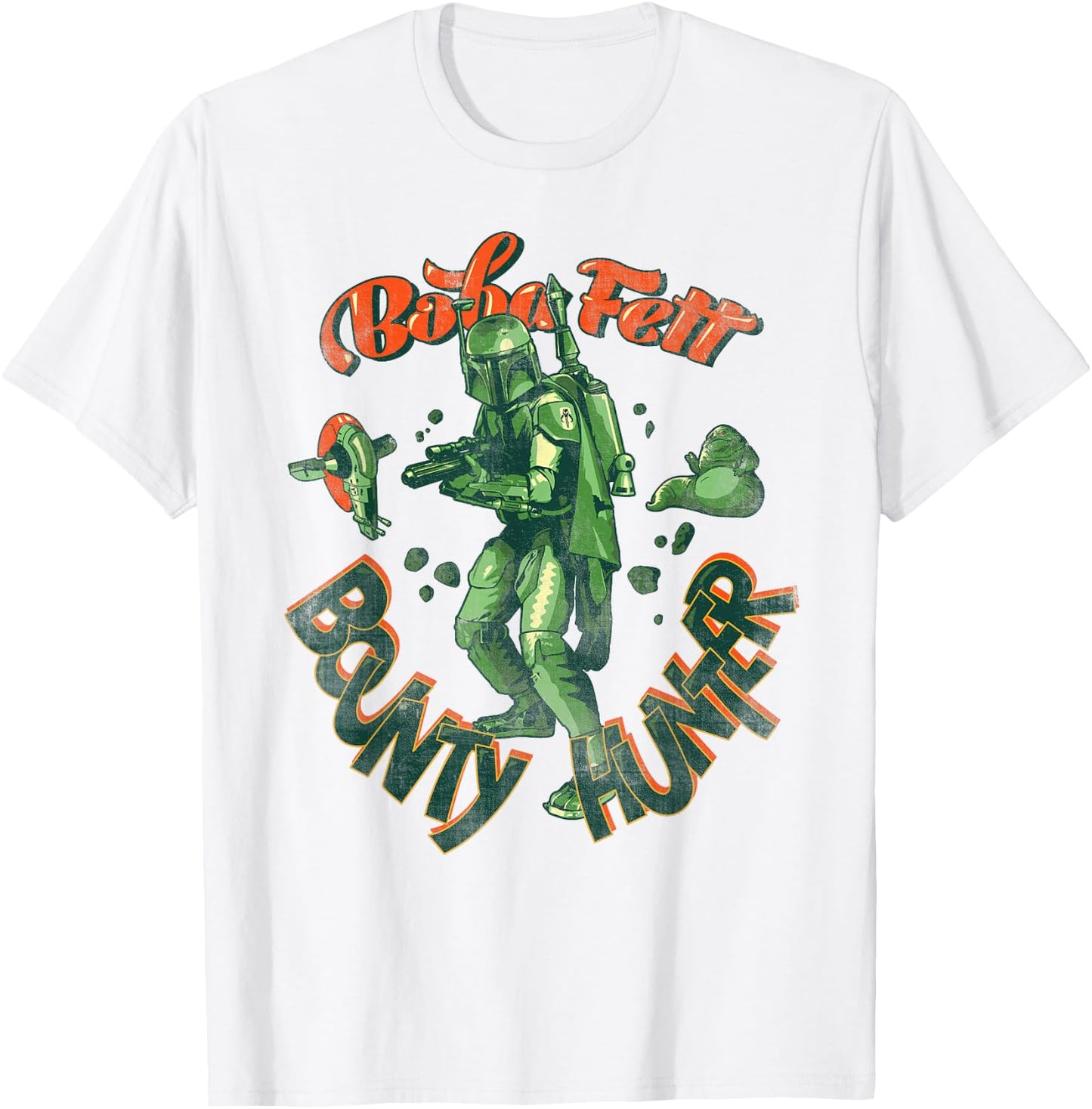 Star Wars Boba Fett Bounty Hunter Retro Font T-Shirt - T-Shirt | White