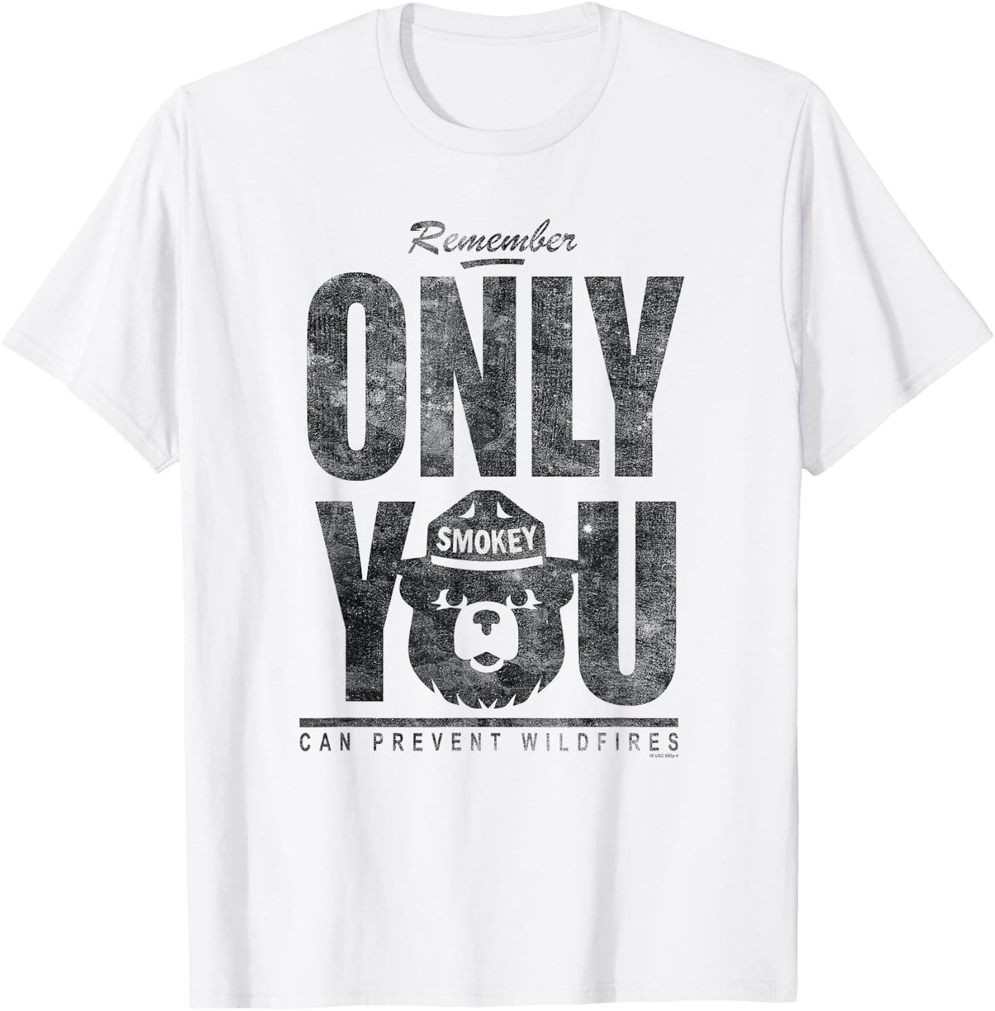 Smokey Bear Distressed Oversized Only You T-Shirt - T-Shirt | White