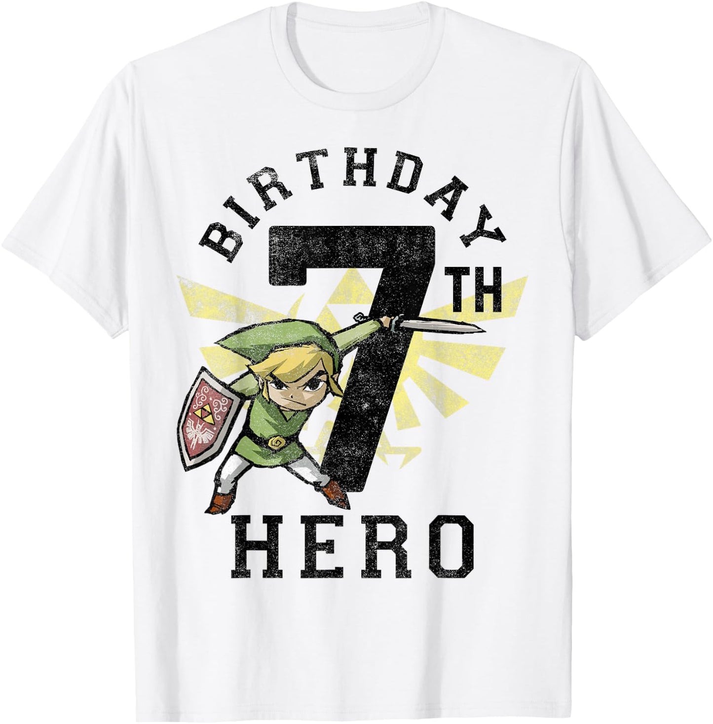 Legend of Zelda Link 7th Birthday Hero Triforce Logo Small T-Shirt - T-Shirt | White