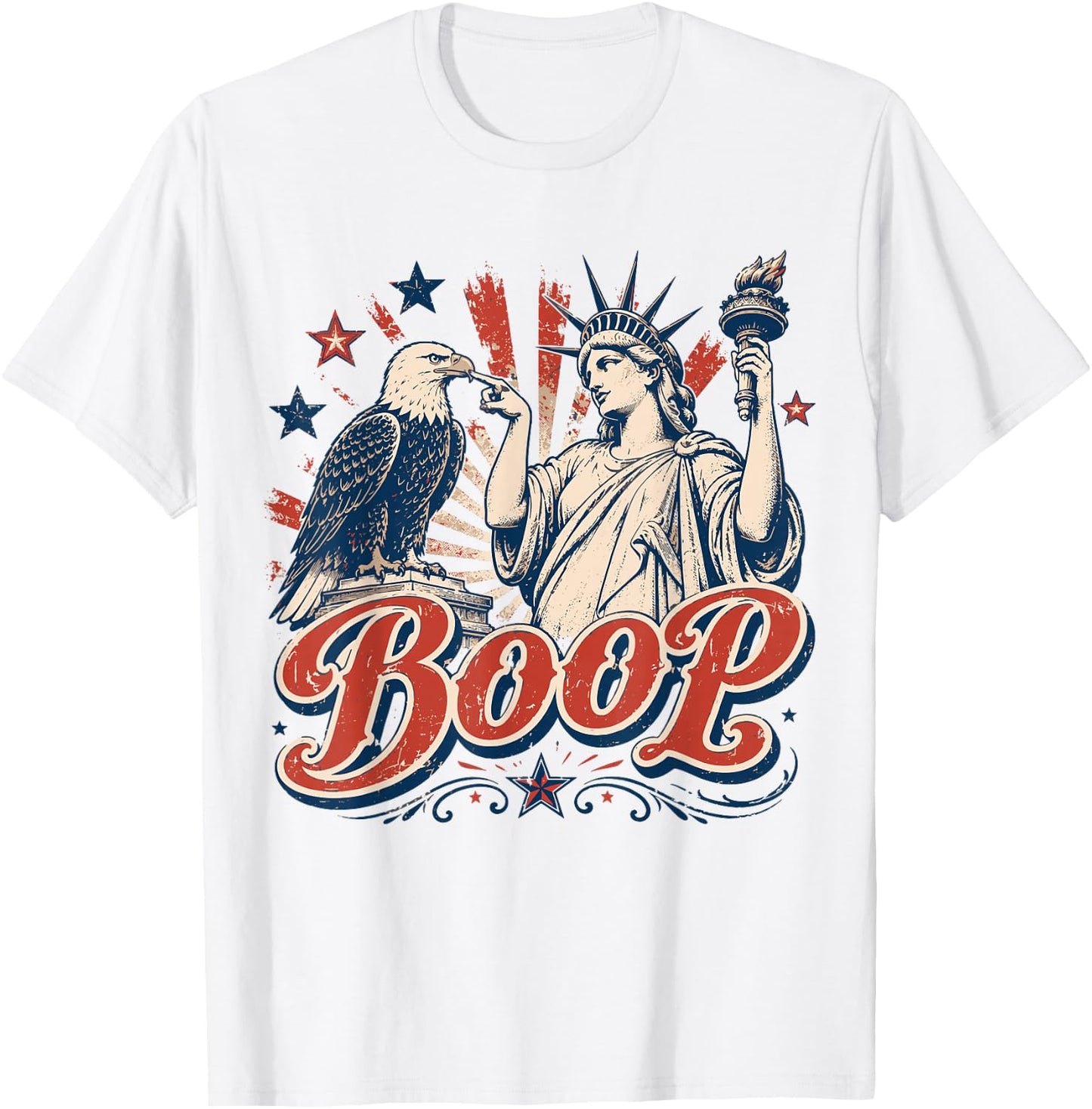 Boop Eagle 4th of July Retro Patriotic Liberty Bald Eagle T-Shirt - T-Shirt | White