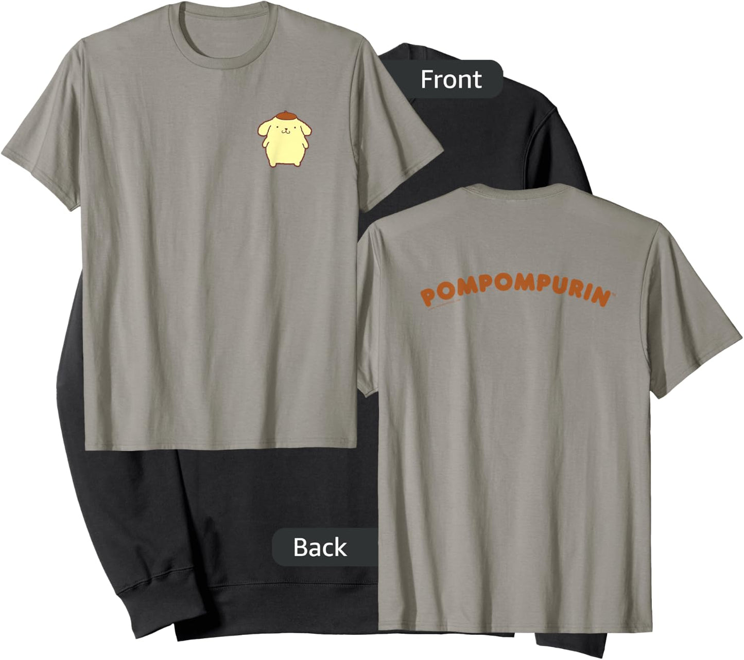 Sanrio Pompompurin Front and Back Logo Shirt Sweatshirt - Sweatshirt | Black