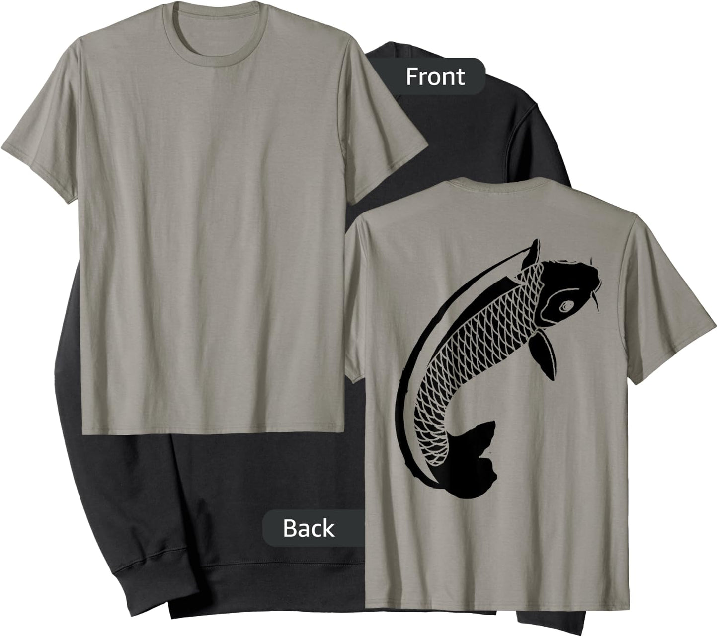 Koi Shirt Men Women Large Koi "On Shirt Back" Sweatshirt - Sweatshirt | Black