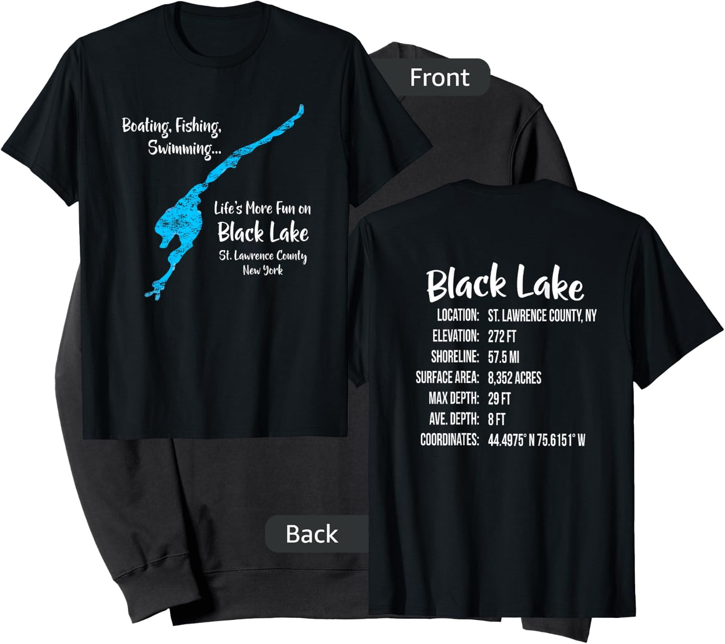 Black Lake Shirt St Lawrence County NY Lake Bum Sweatshirt - Sweatshirt | Black