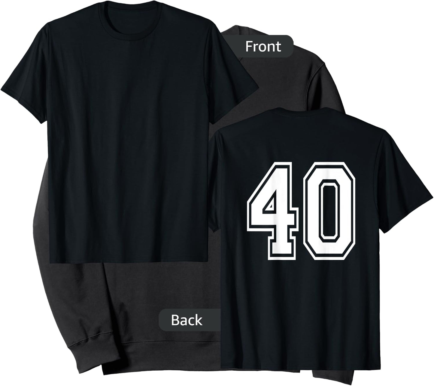Number 40 Sports Player Number BACK Of Shirt Only Sweatshirt - Sweatshirt | Black