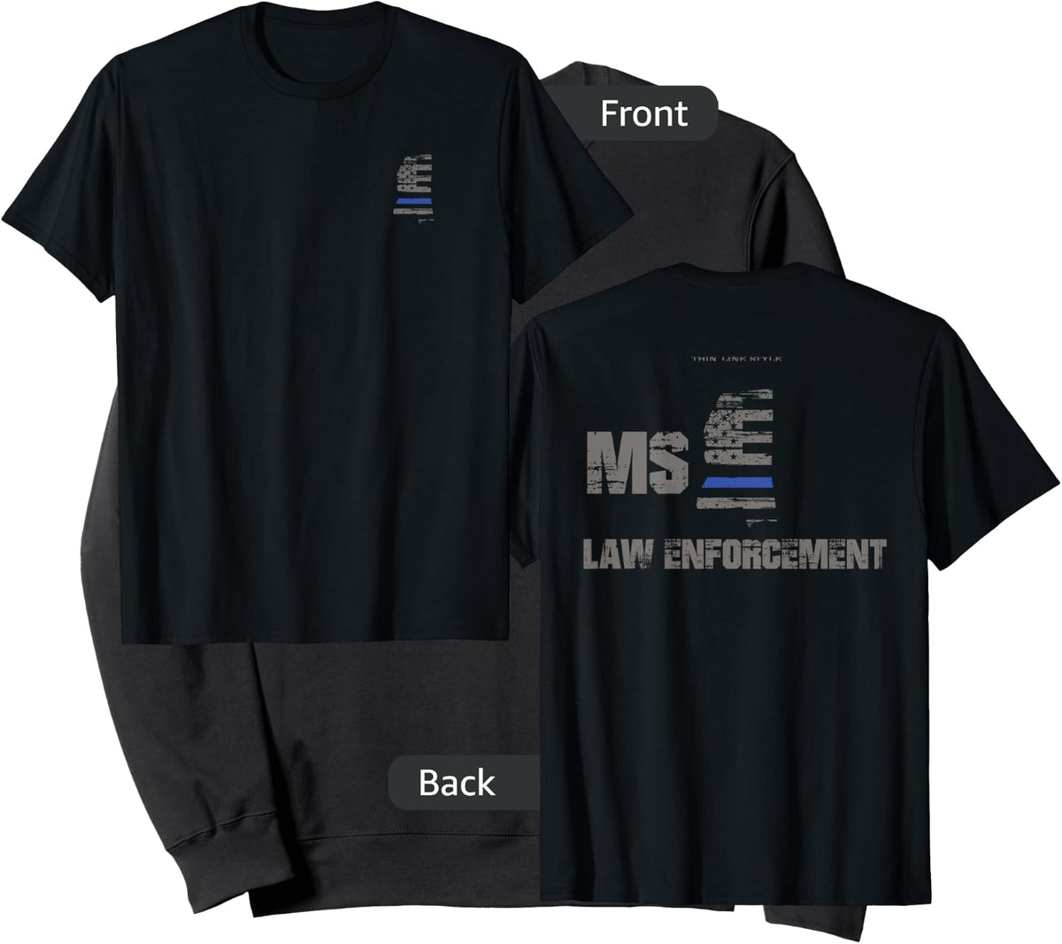 Mississippi Police, Law Enforcement Thin Blue Line Shirt Sweatshirt - Sweatshirt | Black