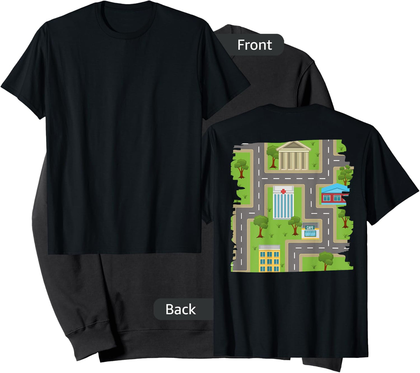 Back scratching Shirt with Road Map Cars Sweatshirt - Sweatshirt | Black