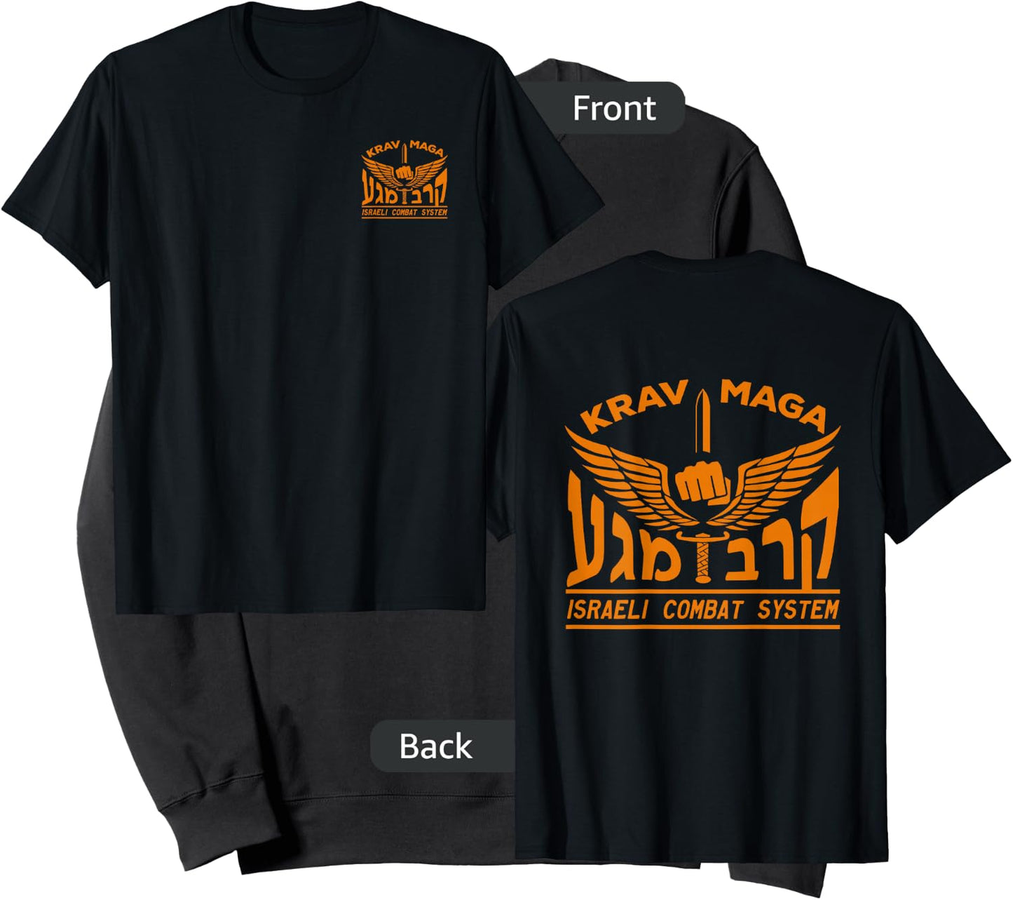 KRAV MAGA Shirt Israeli Combat System Front Back Sweatshirt - Sweatshirt | Black