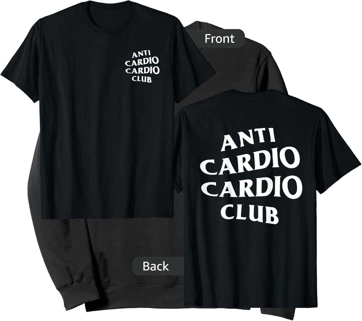 Anti Cardio Cardio Club: White Logo (Front + Back Design) Sweatshirt - Sweatshirt | Black