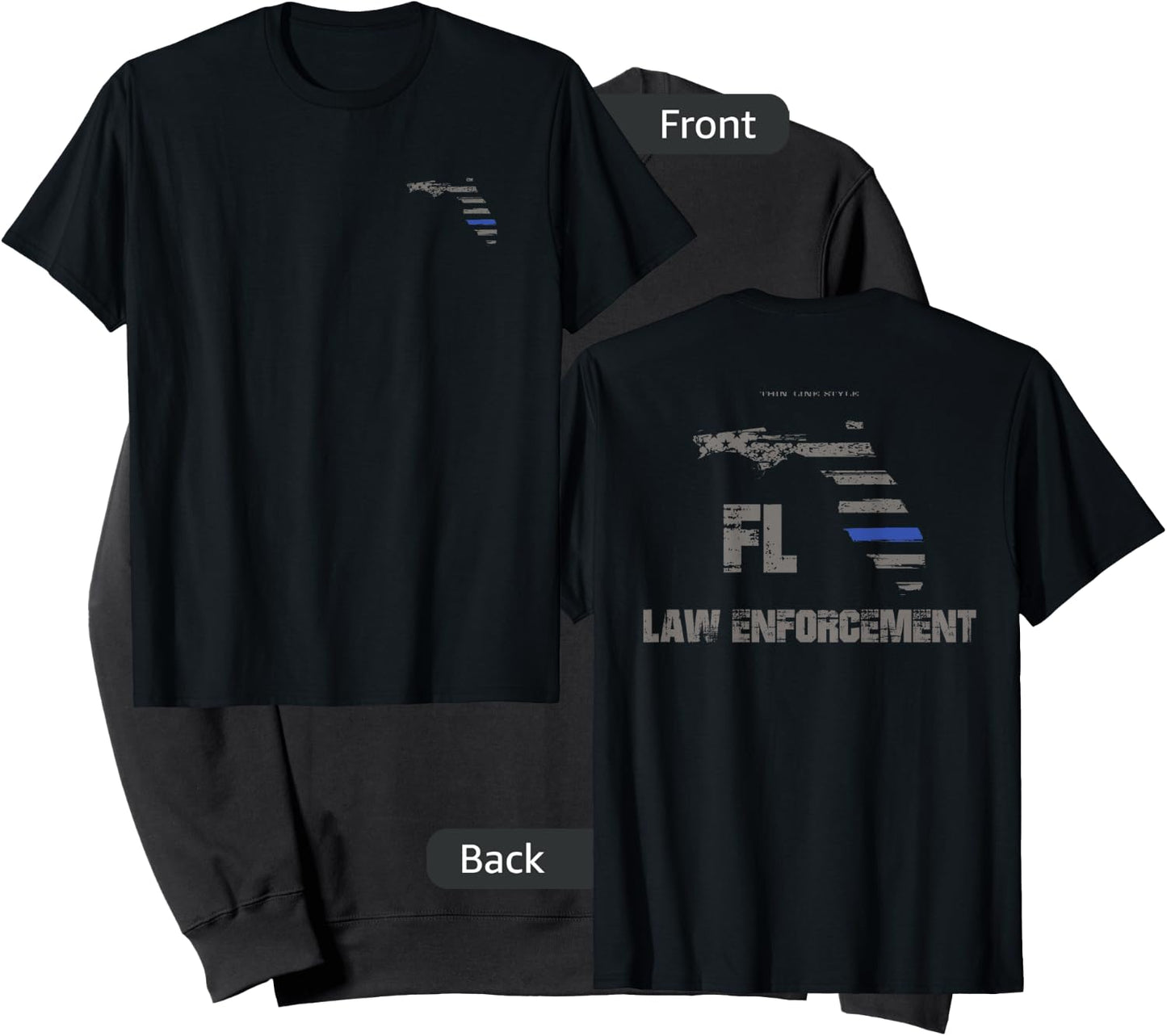Florida Police, Law Enforcement Thin Blue Line Shirt Sweatshirt - Sweatshirt | Black