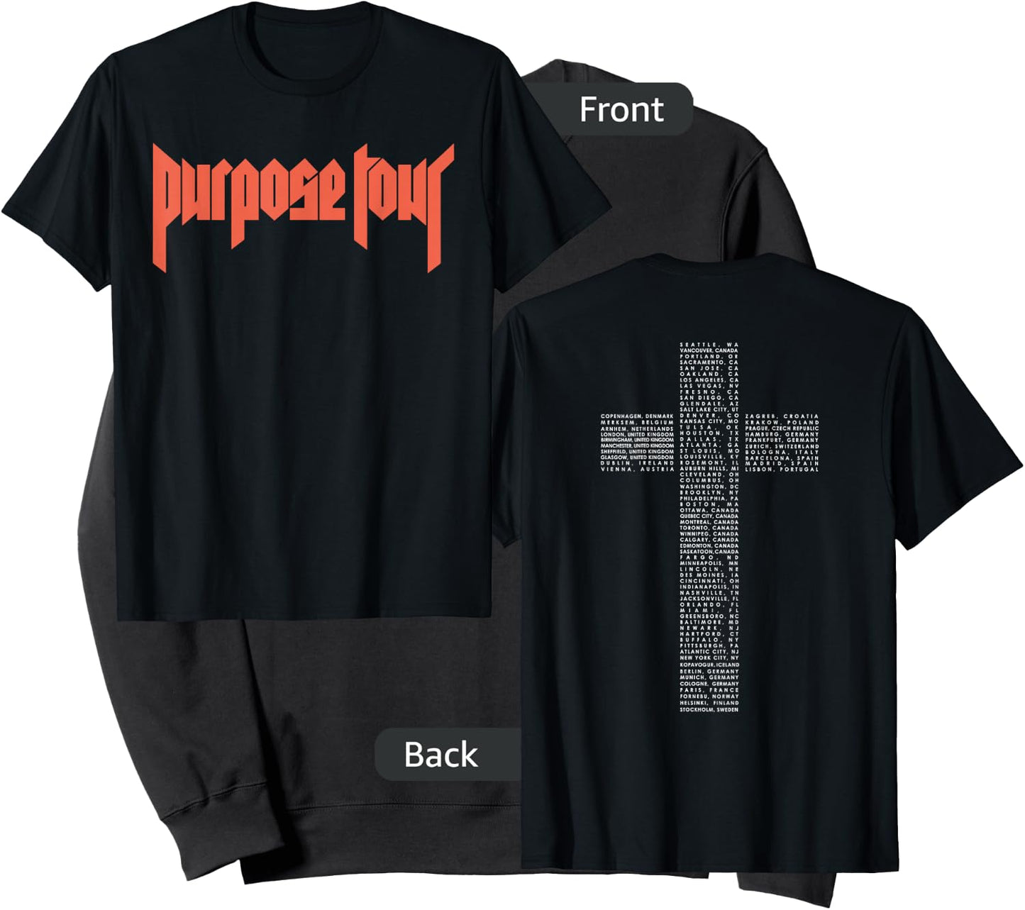 Justin Bieber Official Purpose Tour Cross Dateback Sweatshirt - Sweatshirt | Black