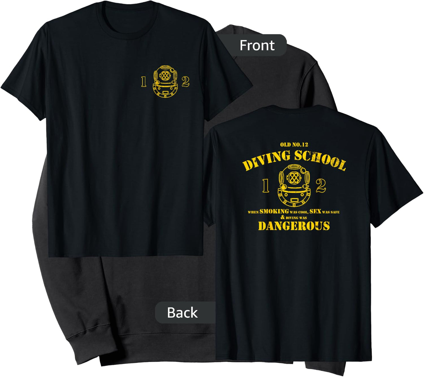 Funny Diver - Old No.12 Diving School (Front/Back) Sweatshirt - Sweatshirt | Black