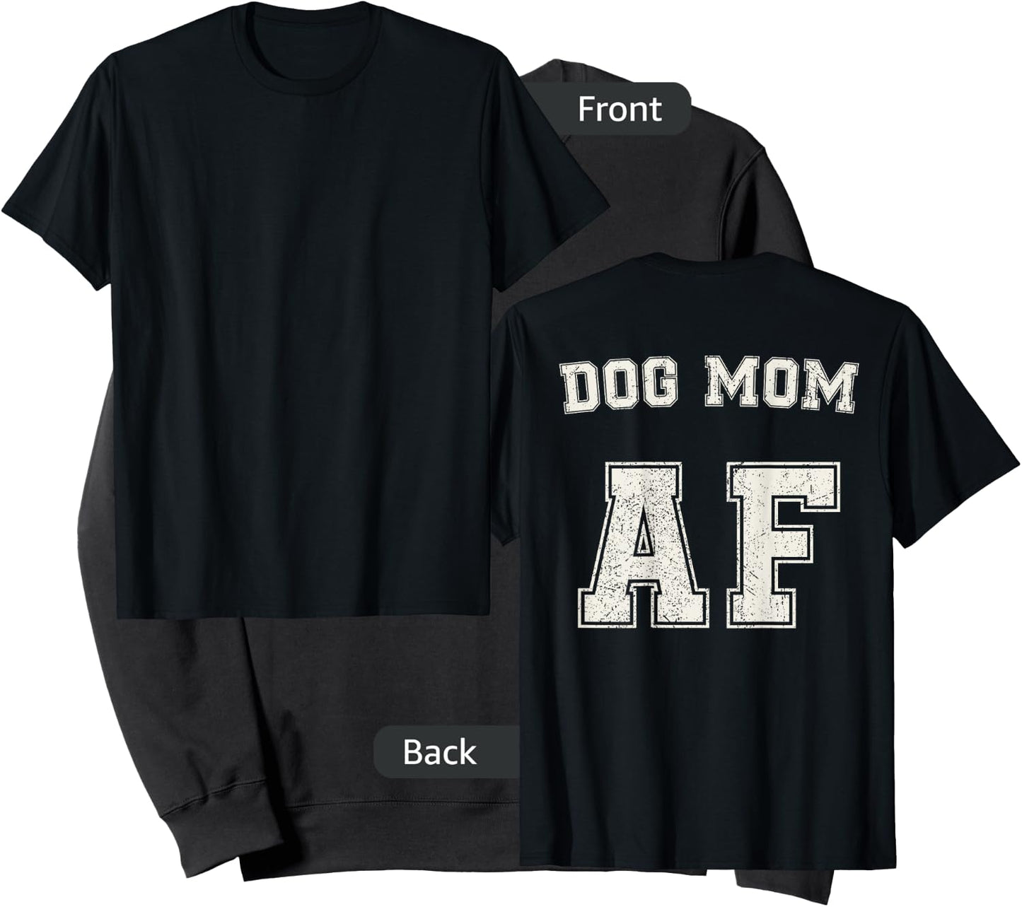 Dog Mom AF for Moms of Dogs and Pups Back Print Gift Women Kids Sweatshirt - Sweatshirt | Black