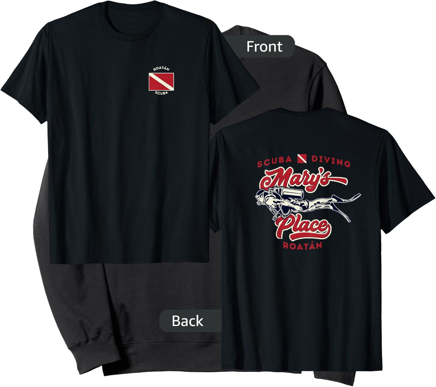 Mary's Place Roatan Honduras Scuba Diver Shirt 2-sided Sweatshirt - Sweatshirt | Black