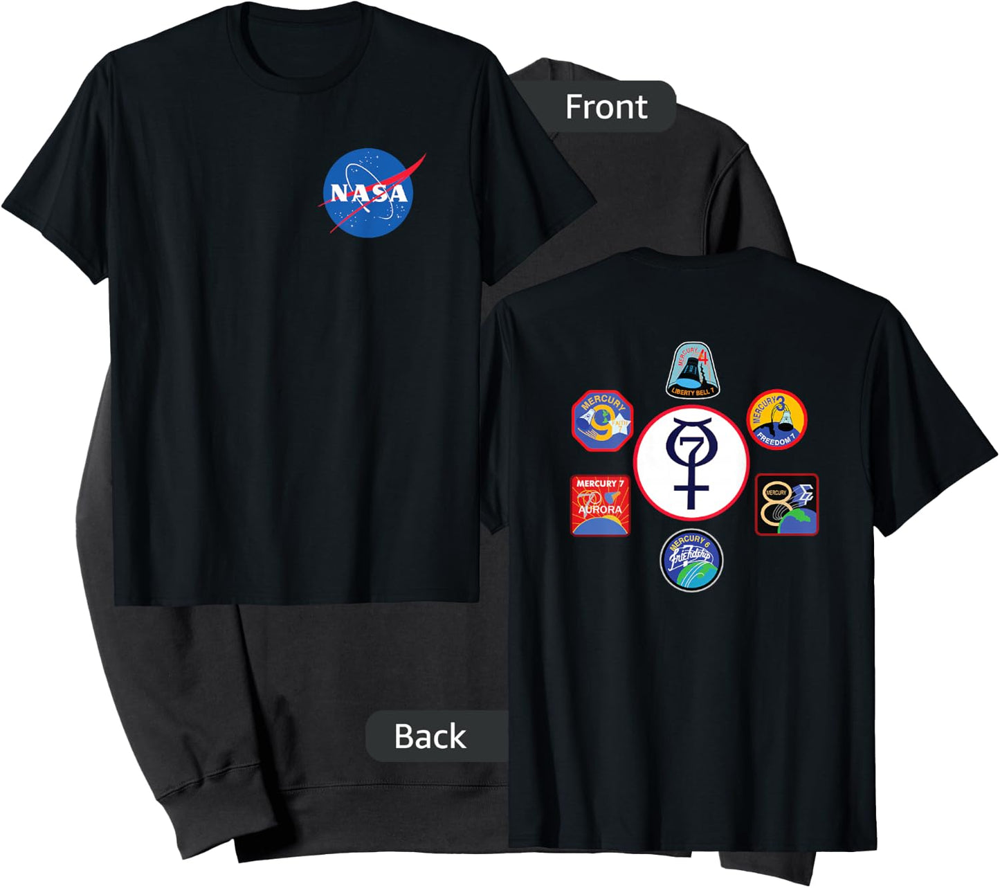 NASA Project Mercury Program Mission Crew Insignia T Shirt Sweatshirt - Sweatshirt | Black